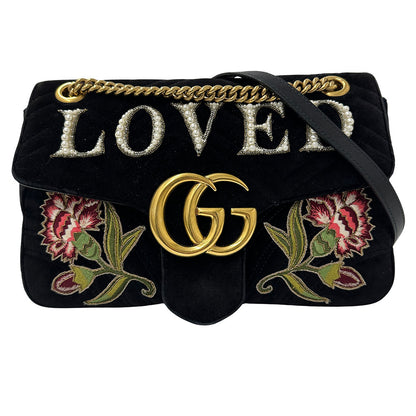 GUCCI グッチ GGマーモント ショルダーバッグ ブラック 443496 レザー レディース 【中古】