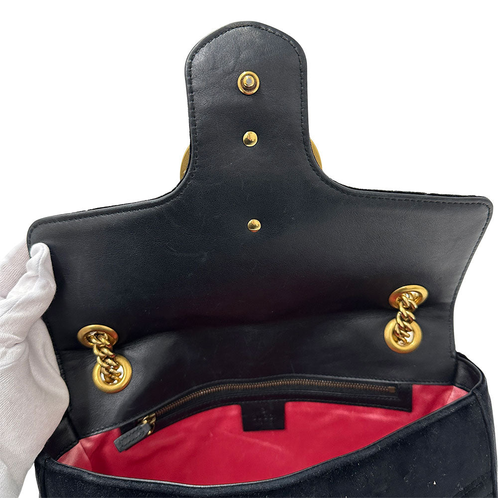 GUCCI グッチ GGマーモント ショルダーバッグ ブラック 443496 レザー レディース 【中古】