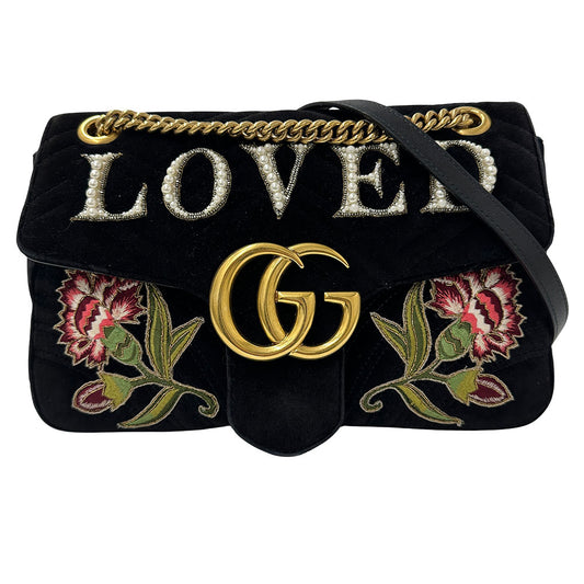 GUCCI グッチ GGマーモント ショルダーバッグ ブラック 443496 レザー レディース 【中古】