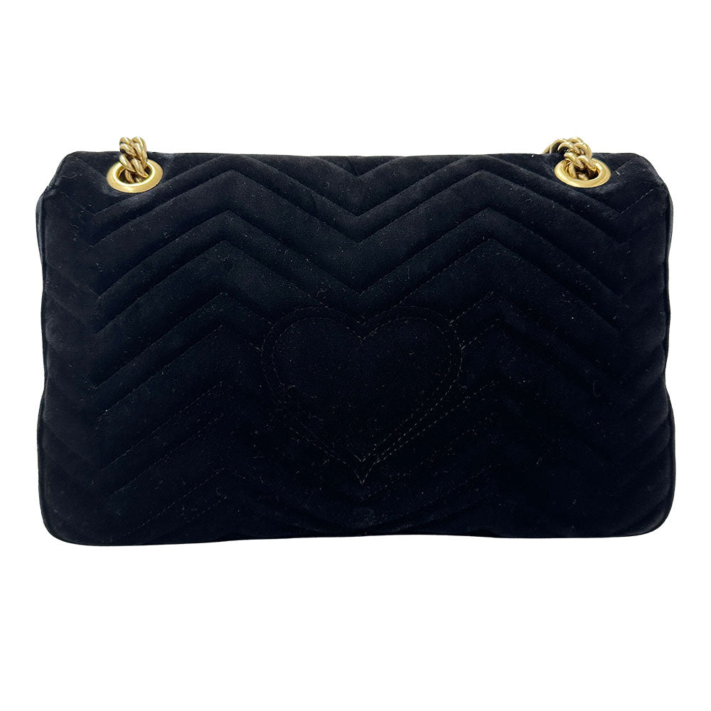 GUCCI グッチ GGマーモント ショルダーバッグ ブラック 443496 レザー レディース 【中古】