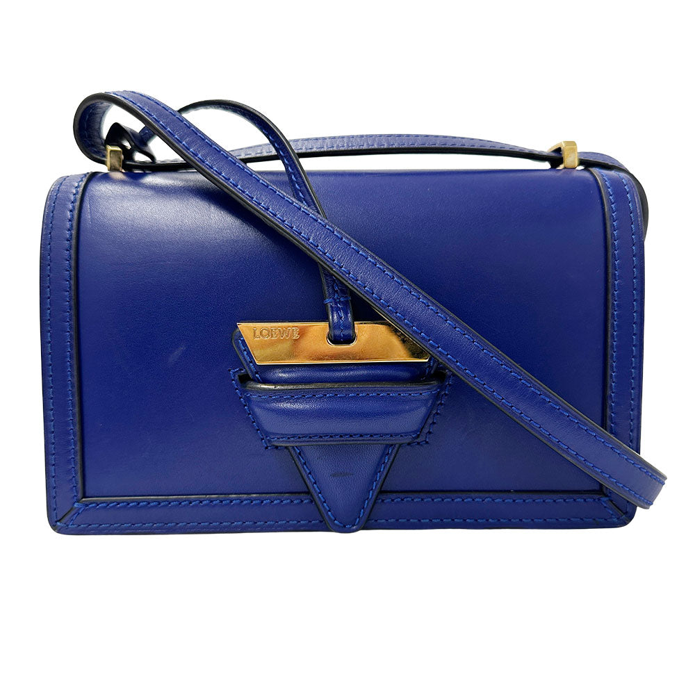 LOEWE ロエベ バルセロナ ショルダーバッグ ブルー レザー レディース 【中古】