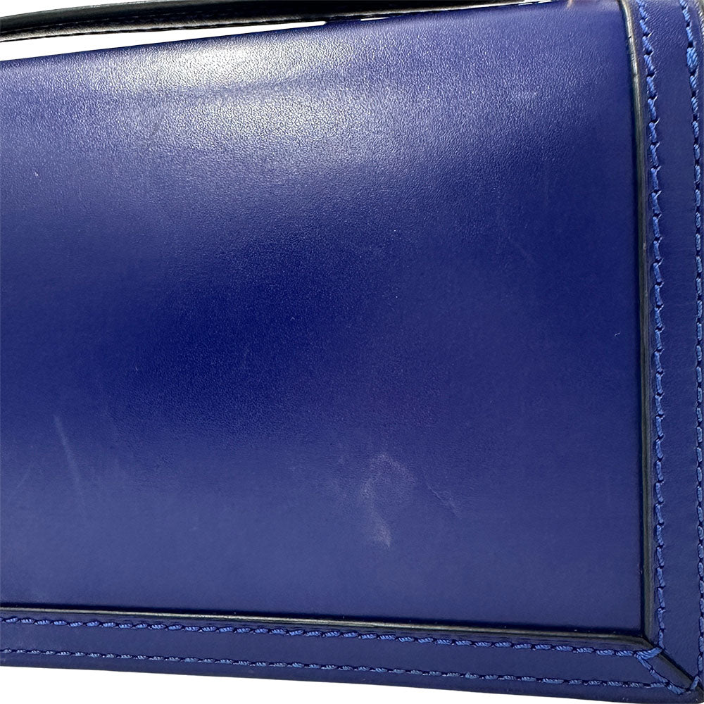LOEWE ロエベ バルセロナ ショルダーバッグ ブルー レザー レディース 【中古】