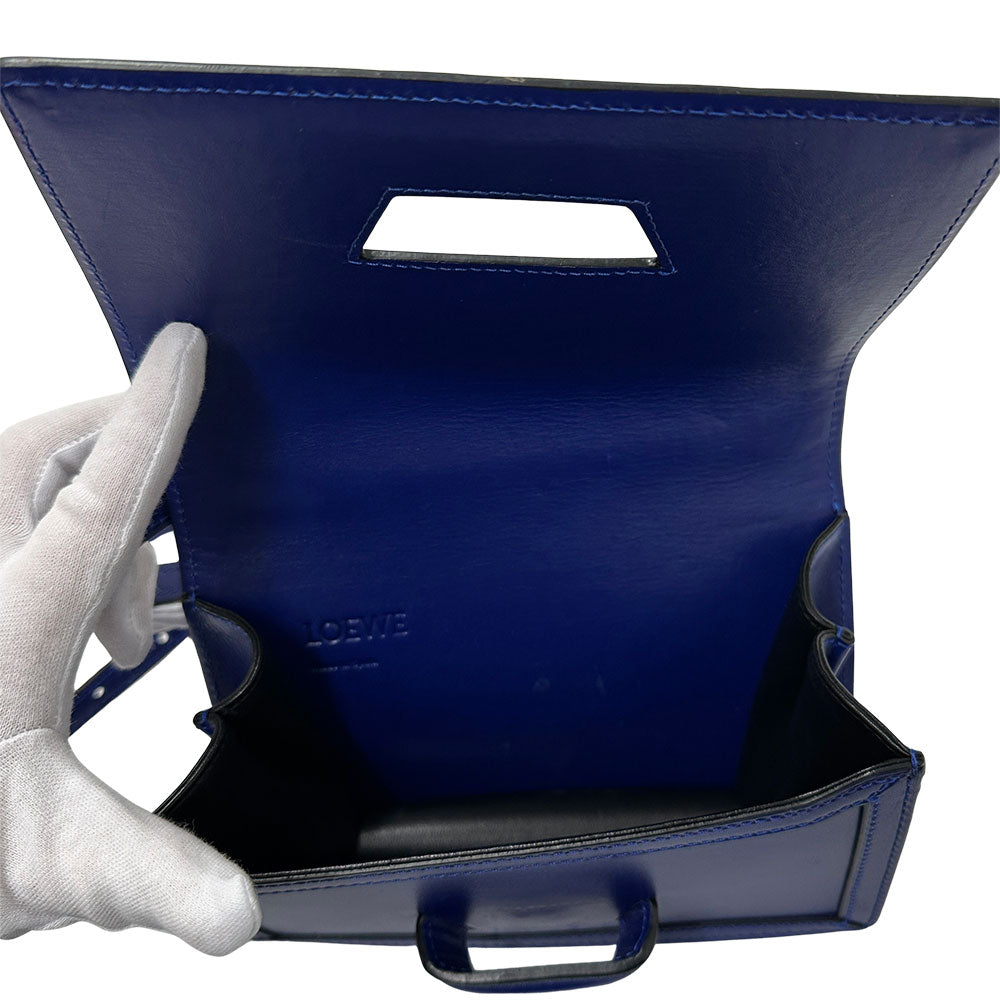 LOEWE ロエベ バルセロナ ショルダーバッグ ブルー レザー レディース 【中古】