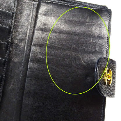 CHANEL シャネル 長財布 ビコローレ ブラック ゴールド金具 キャビアスキン レディース 【中古】