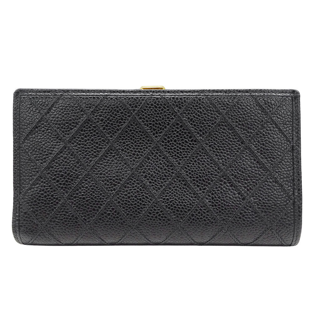 CHANEL シャネル 長財布 ビコローレ ブラック ゴールド金具 キャビアスキン レディース 【中古】