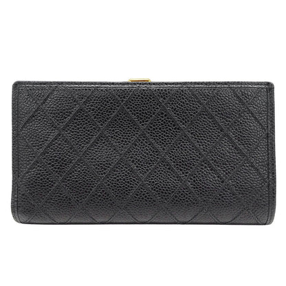 CHANEL シャネル 長財布 ビコローレ ブラック ゴールド金具 キャビアスキン レディース 【中古】