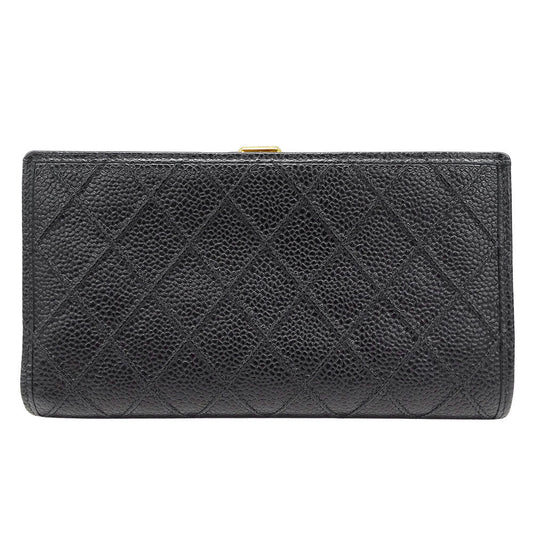CHANEL シャネル 長財布 ビコローレ ブラック ゴールド金具 キャビアスキン レディース 【中古】