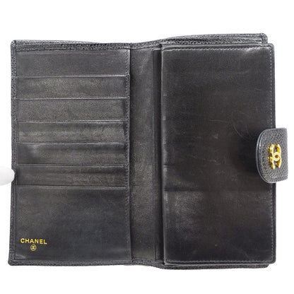 CHANEL シャネル 長財布 ビコローレ ブラック ゴールド金具 キャビアスキン レディース 【中古】