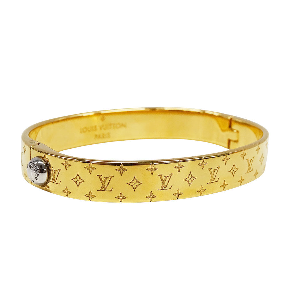 LOUIS VUITTON ルイ・ヴィトン カフ･ナノグラム バングル モノグラム メタル ゴールド レディース M00252 【中古】