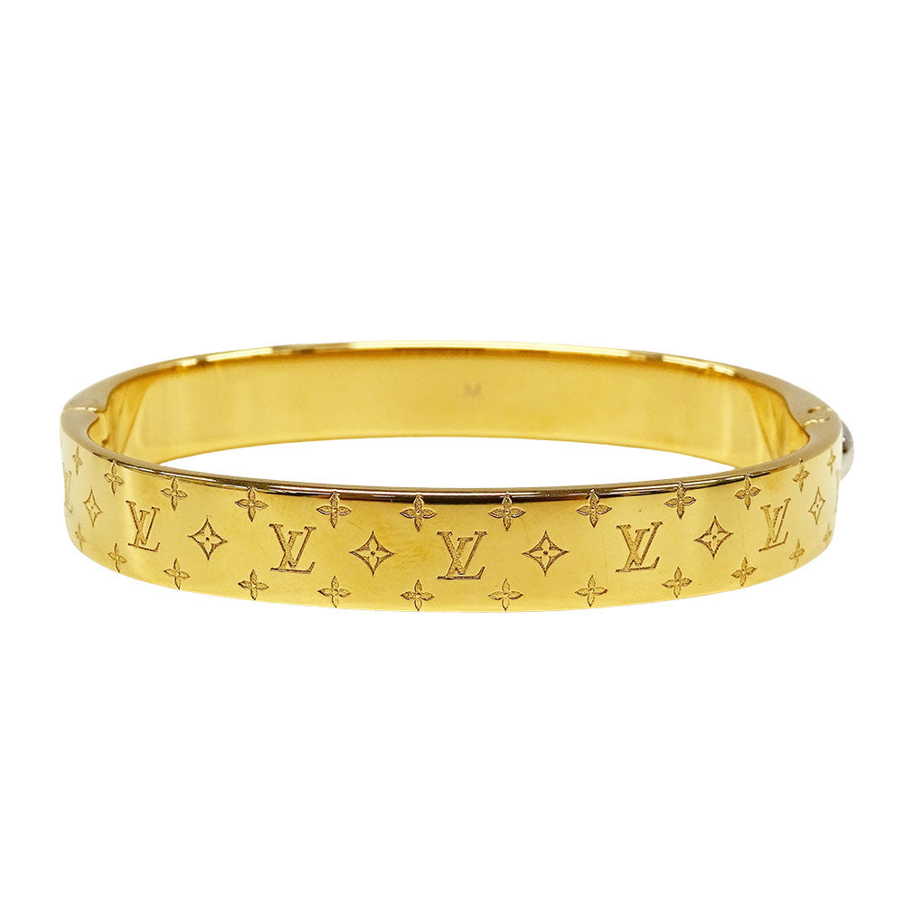 LOUIS VUITTON ルイ・ヴィトン カフ･ナノグラム バングル モノグラム メタル ゴールド レディース M00252 【中古】