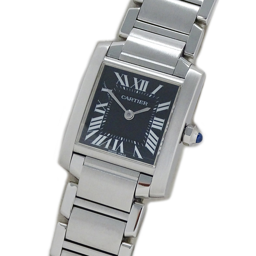 Cartier カルティエ タンクフランセーズ SM W51026Q3 レディース 腕時計 アジア限定 クオーツ QZ ステンレス SS ブラック 磨き済み 【中古】