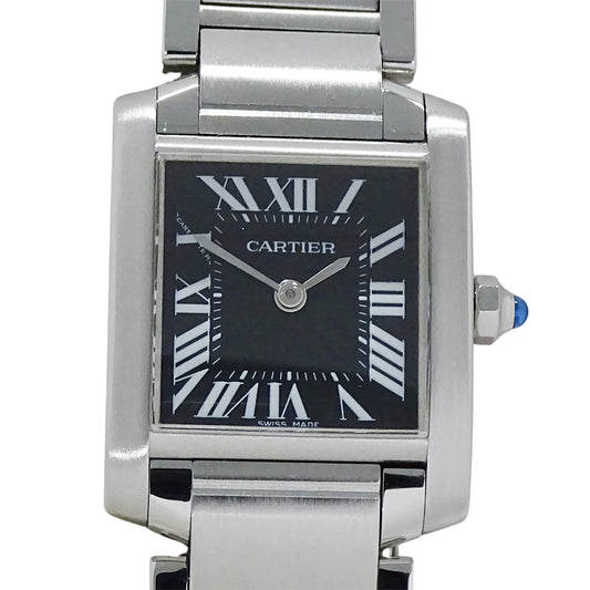 Cartier カルティエ タンクフランセーズ SM W51026Q3 レディース 腕時計 アジア限定 クオーツ QZ ステンレス SS ブラック 磨き済み 【中古】