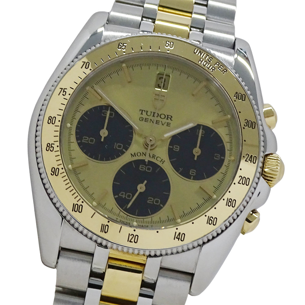 TUDOR チューダー モナーク クロノグラフ 15903 メンズ 腕時計 クオーツ QZ ステンレス SS コンビ 磨き済み 【中古】