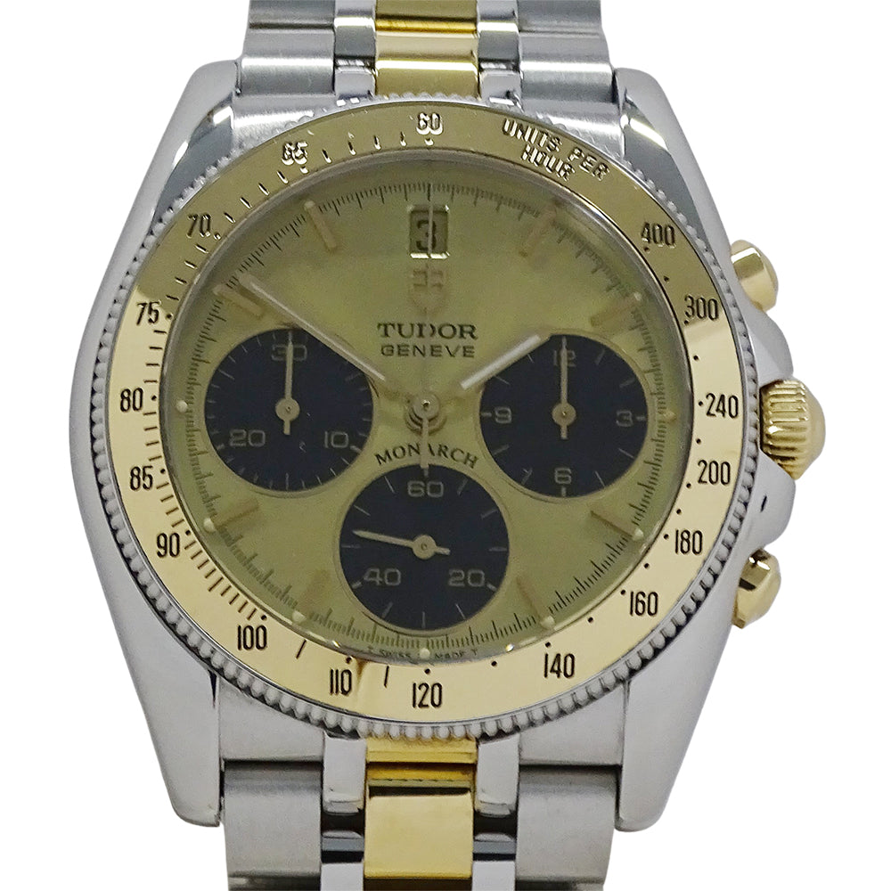 TUDOR チューダー モナーク クロノグラフ 15903 メンズ 腕時計 クオーツ QZ ステンレス SS コンビ 磨き済み 【中古】