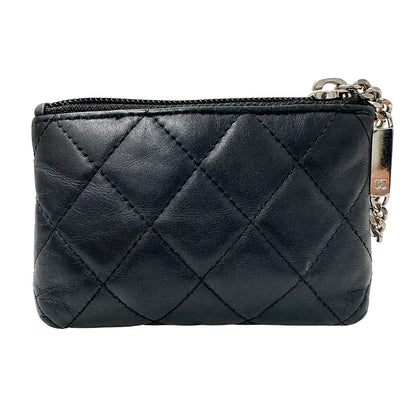 CHANEL シャネル カンボン コインケース ココマーク ブラック シルバー金具 ラムスキン レディース メンズ 【中古】