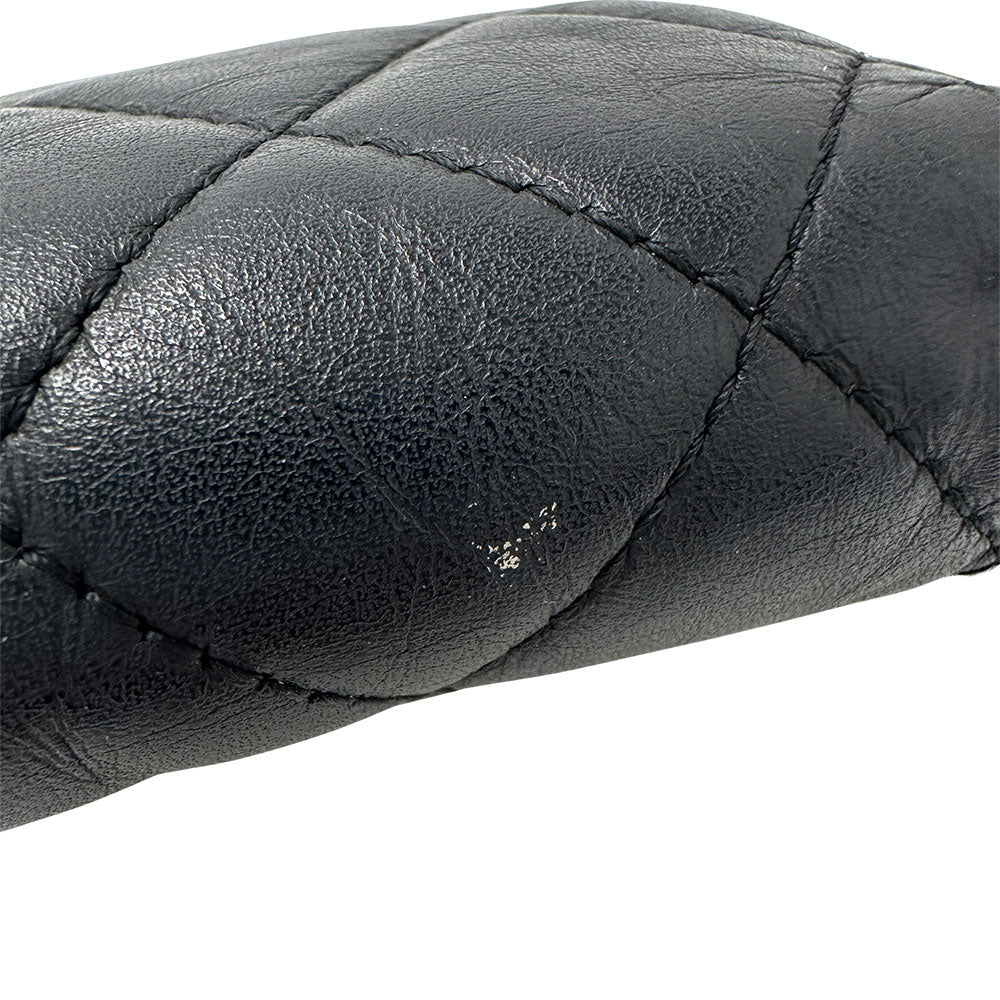 CHANEL シャネル カンボン コインケース ココマーク ブラック シルバー金具 ラムスキン レディース メンズ 【中古】