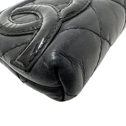 CHANEL シャネル カンボン コインケース ココマーク ブラック シルバー金具 ラムスキン レディース メンズ 【中古】