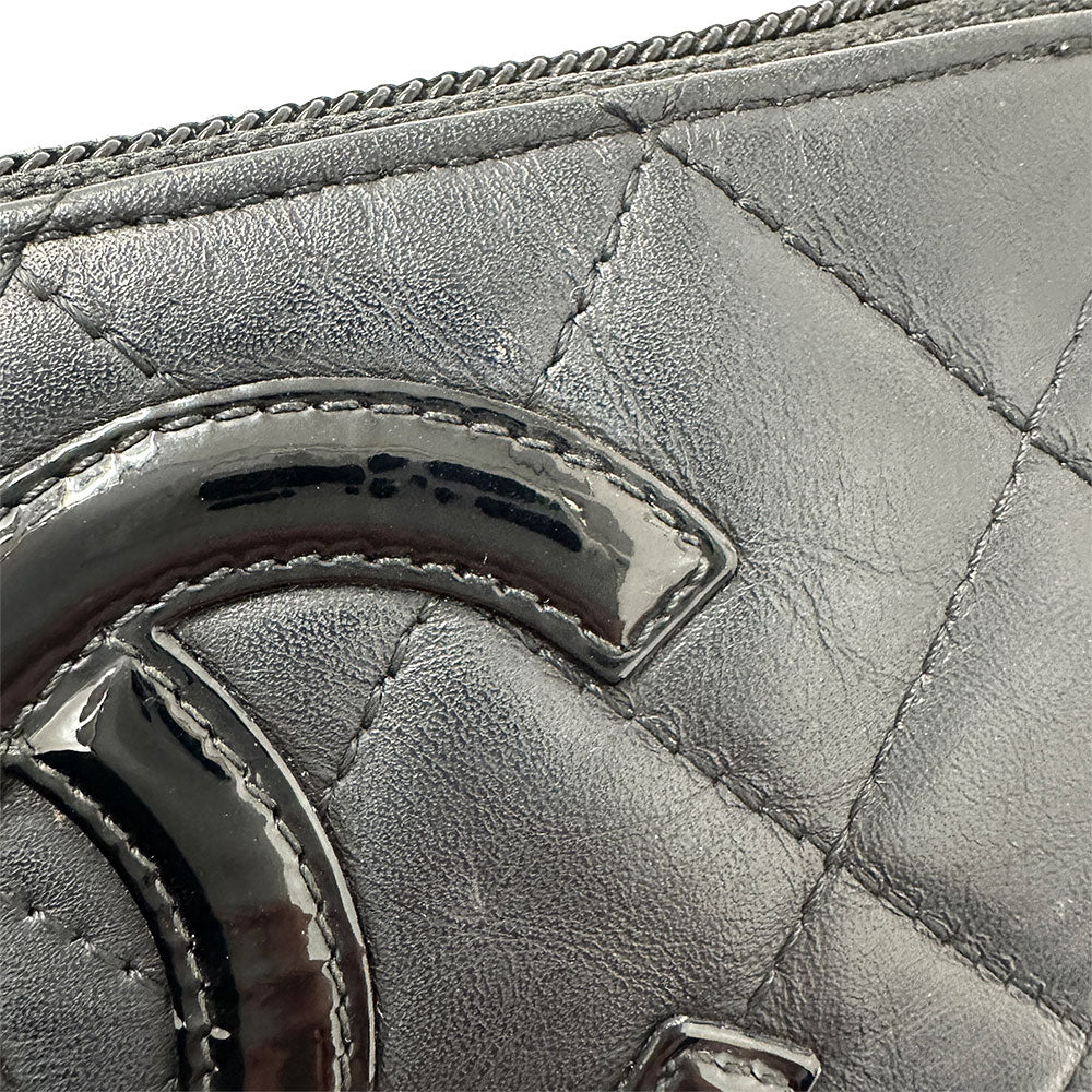 CHANEL シャネル カンボン コインケース ココマーク ブラック シルバー金具 ラムスキン レディース メンズ 【中古】