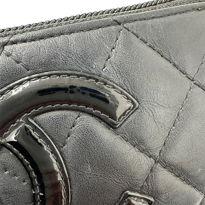CHANEL シャネル カンボン コインケース ココマーク ブラック シルバー金具 ラムスキン レディース メンズ 【中古】