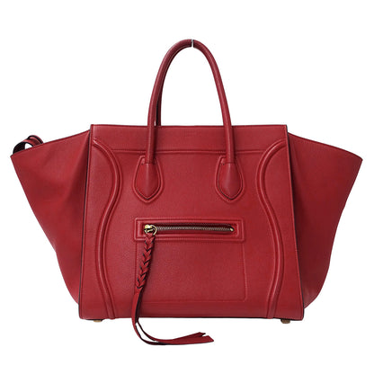CELINE セリーヌ ラゲージ ファントム トートバッグ レッド レザー レディース 【中古】