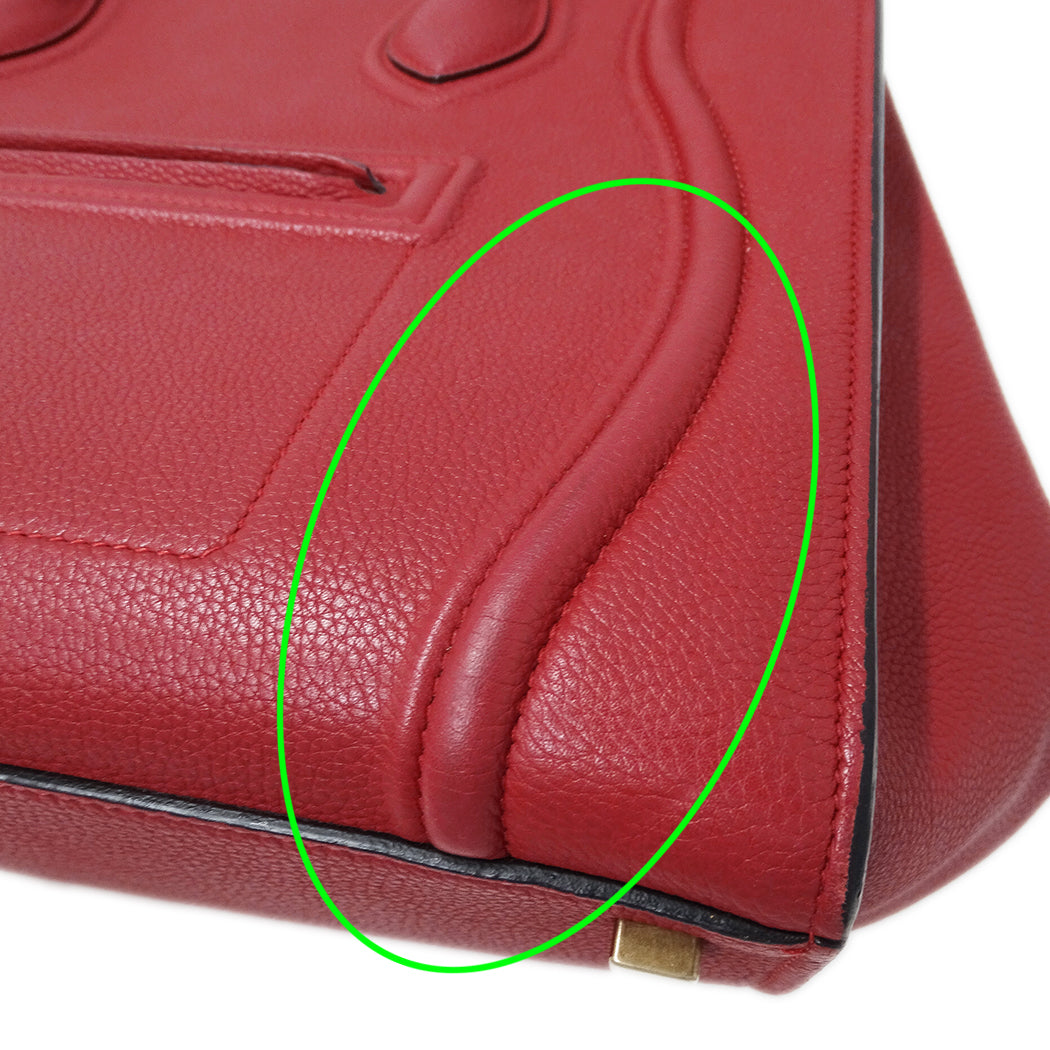 CELINE セリーヌ ラゲージ ファントム トートバッグ レッド レザー レディース 【中古】