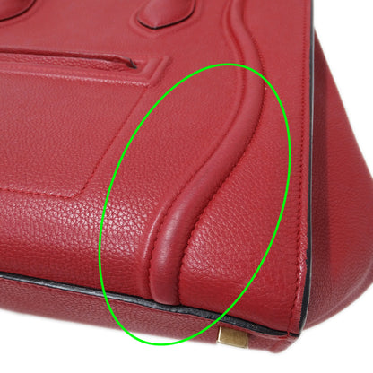 CELINE セリーヌ ラゲージ ファントム トートバッグ レッド レザー レディース 【中古】