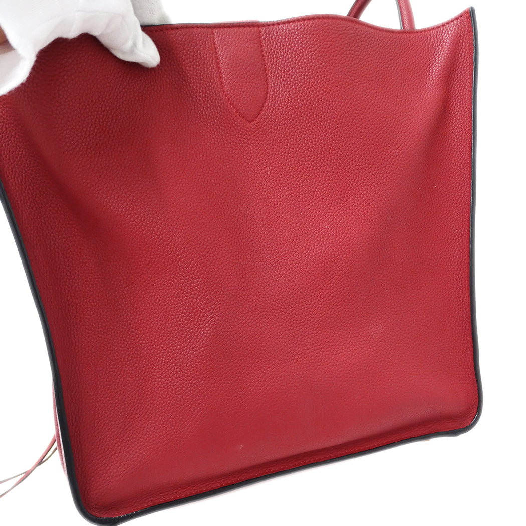 CELINE セリーヌ ラゲージ ファントム トートバッグ レッド レザー レディース 【中古】