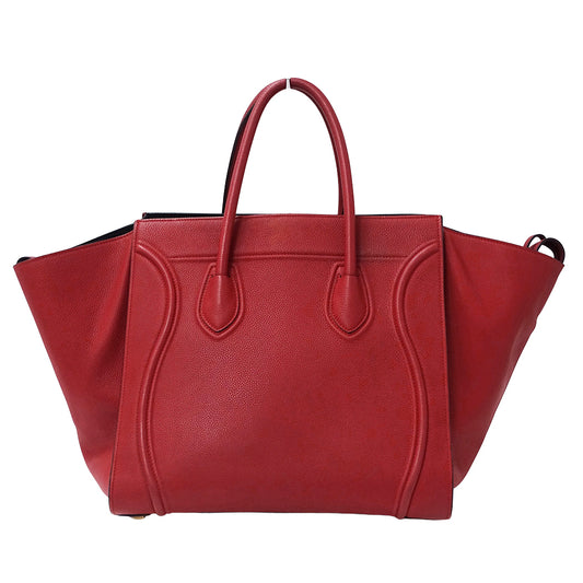 CELINE セリーヌ ラゲージ ファントム トートバッグ レッド レザー レディース 【中古】