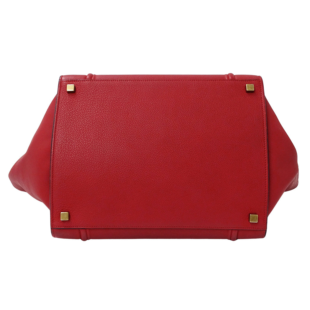 CELINE セリーヌ ラゲージ ファントム トートバッグ レッド レザー レディース 【中古】