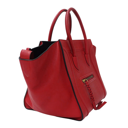 CELINE セリーヌ ラゲージ ファントム トートバッグ レッド レザー レディース 【中古】
