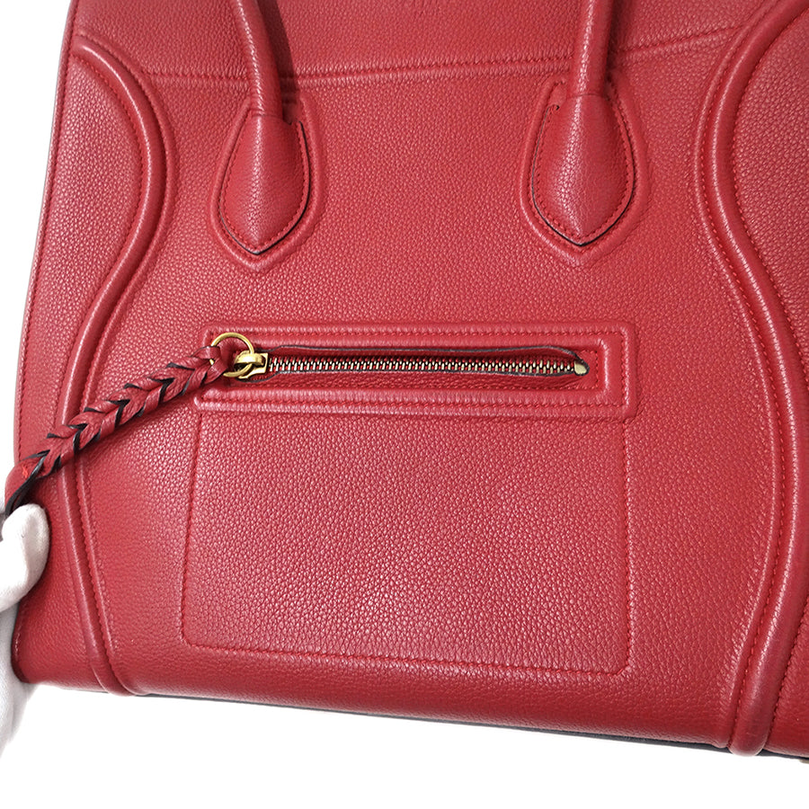 CELINE セリーヌ ラゲージ ファントム トートバッグ レッド レザー レディース 【中古】