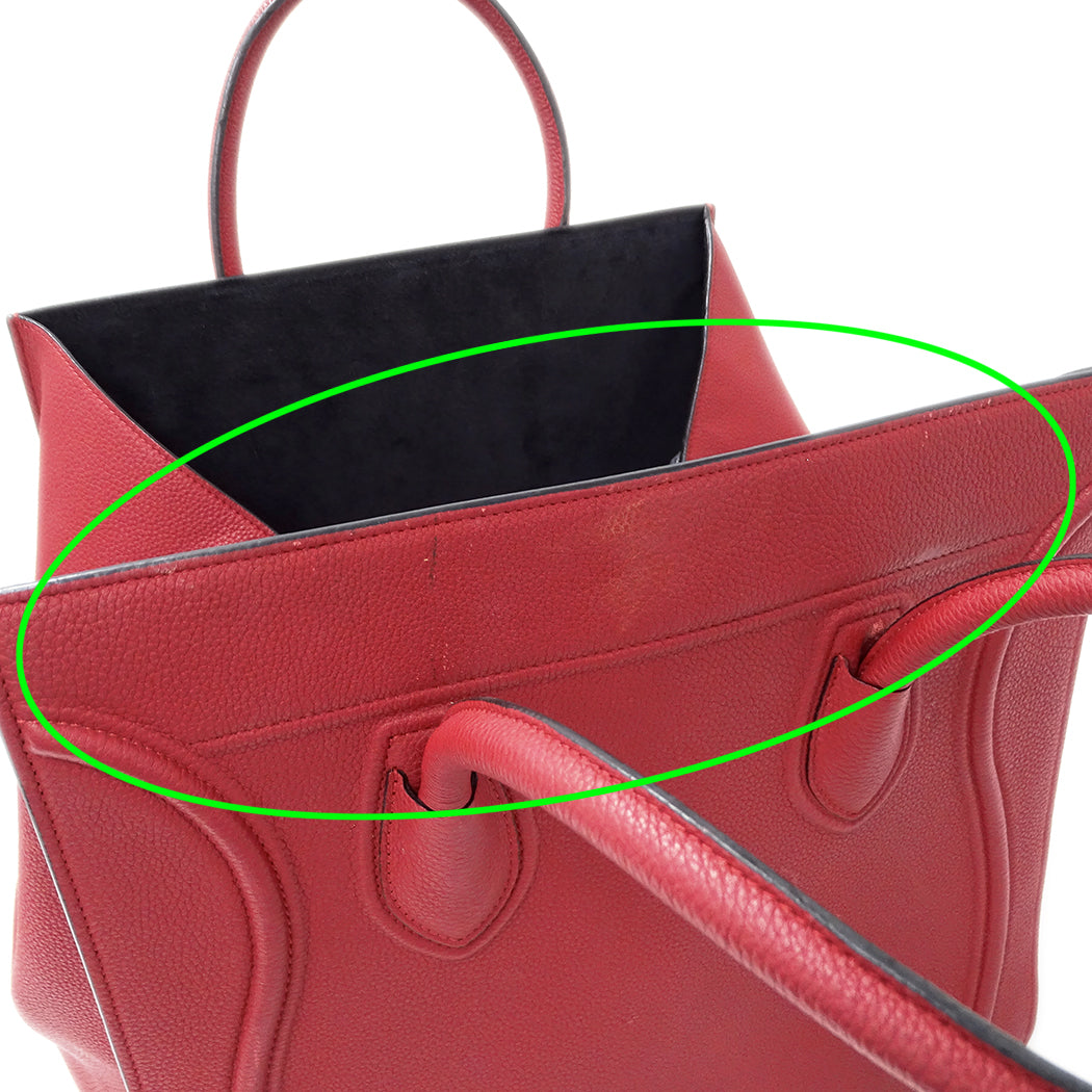 CELINE セリーヌ ラゲージ ファントム トートバッグ レッド レザー レディース 【中古】