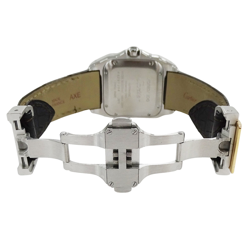 Cartier カルティエ サントス100 MM W20107X7 ボーイズ 腕時計 自動巻き AT ステンレス SS ピンクゴールド PGレザー 磨き済み 【中古】
