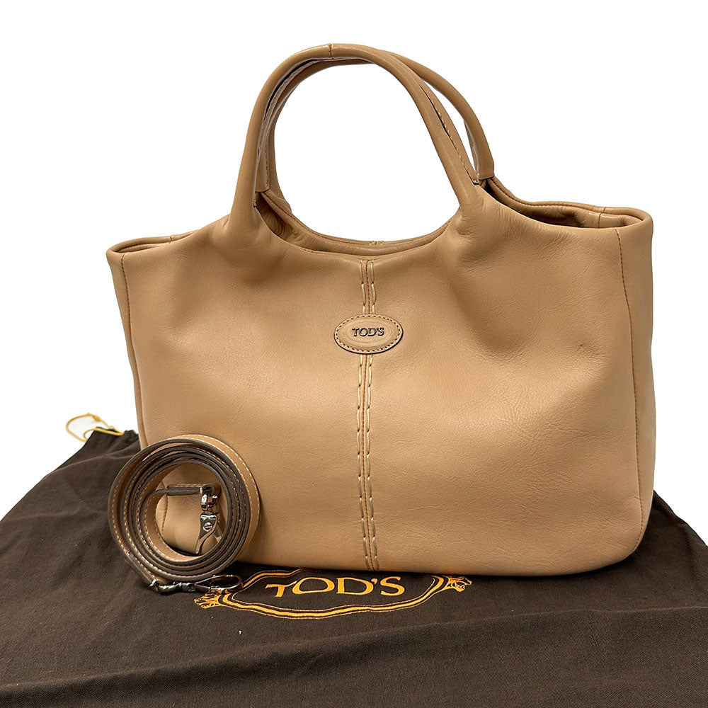 TOD’S トッズ 2wayバッグ ベージュ レザー レディース 【中古】