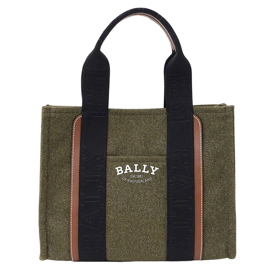 BALLY バリー トートバッグ カーキ キャンバス レディース 【中古】