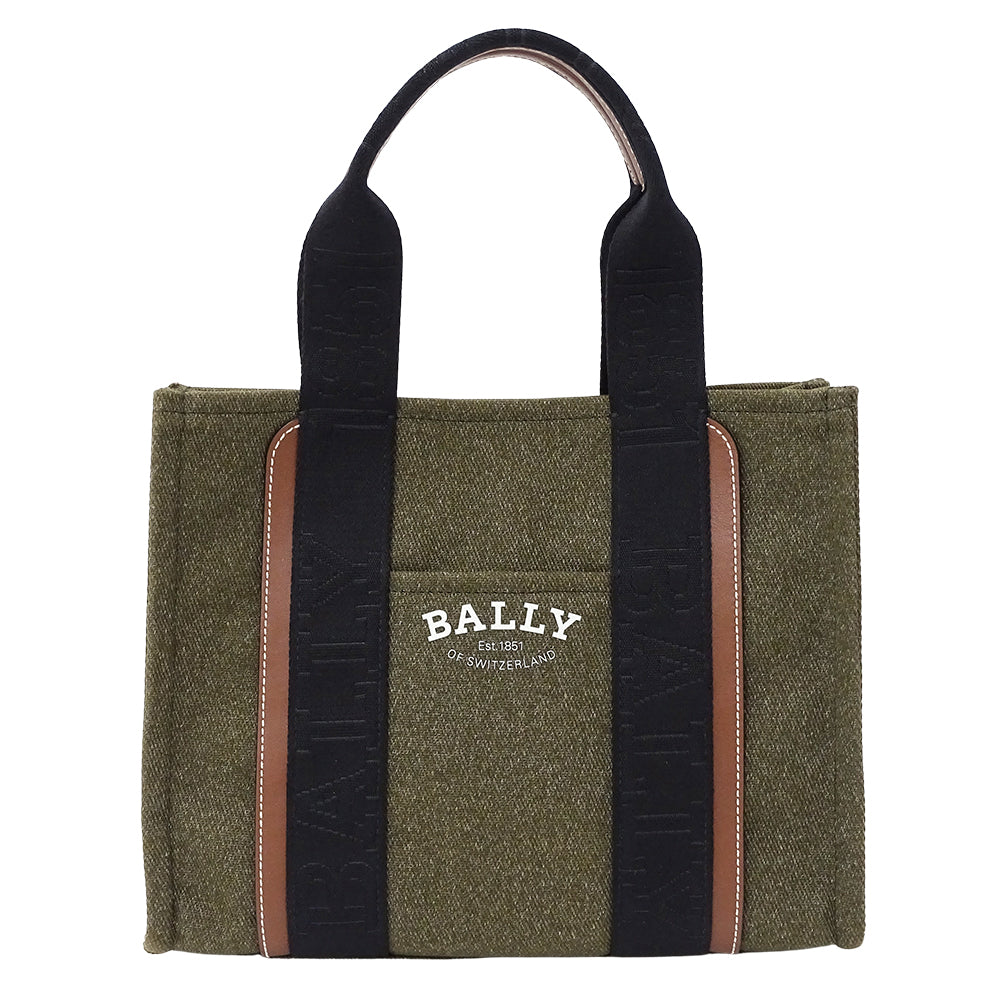 BALLY バリー トートバッグ カーキ キャンバス レディース 【中古】