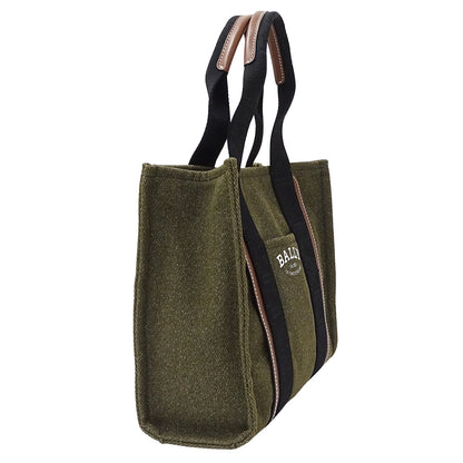 BALLY バリー トートバッグ カーキ キャンバス レディース 【中古】