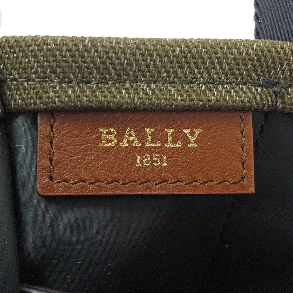 BALLY バリー トートバッグ カーキ キャンバス レディース 【中古】
