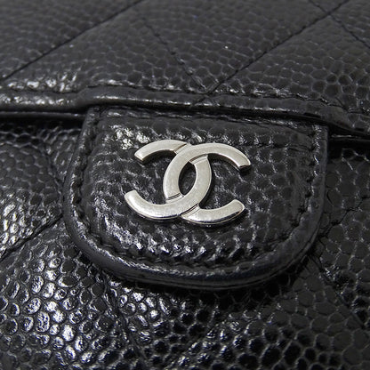 CHANEL シャネル 二つ折り財布 マトラッセ クラシック ブラック シルバー金具 キャビアスキン レディース 【中古】