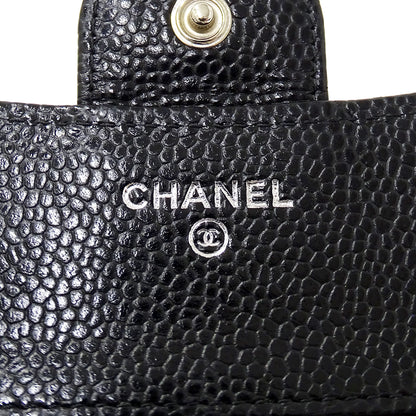 CHANEL シャネル 二つ折り財布 マトラッセ クラシック ブラック シルバー金具 キャビアスキン レディース 【中古】