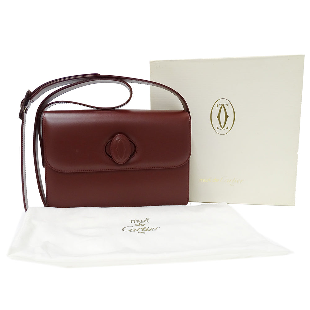 Cartier カルティエ ショルダーバッグ マスト ボルドー レザー レディース 【中古】