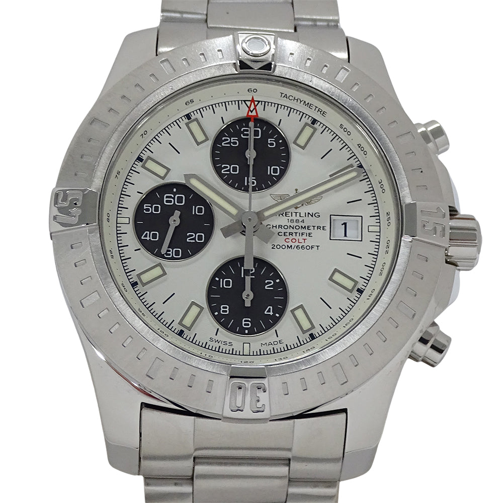 BREITLING ブライトリング コルト A13388 メンズ 腕時計 クロノグラフ 自動巻き AT ステンレス SS ホワイト 磨き済み 【中古】