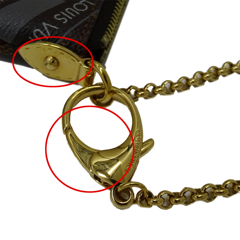 LOUIS VUITTON ルイ・ヴィトン ポーチ ダミエ レディース ブランド アクセサリーポーチ ポシェット ミラMM ラベル ダミエ ブラウン N63080 【中古】
