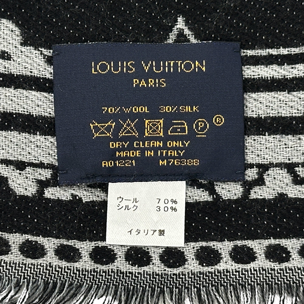 LOUIS VUITTON ルイ・ヴィトン エトール・アメージングラム マフラー・ストール モノグラム ブラック グレー ウール レディース メンズ 【中古】
