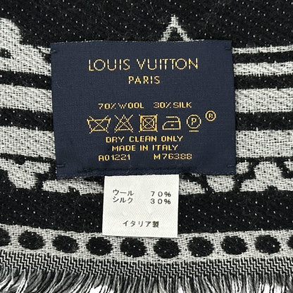 LOUIS VUITTON ルイ・ヴィトン エトール・アメージングラム マフラー・ストール モノグラム ブラック グレー ウール レディース メンズ 【中古】
