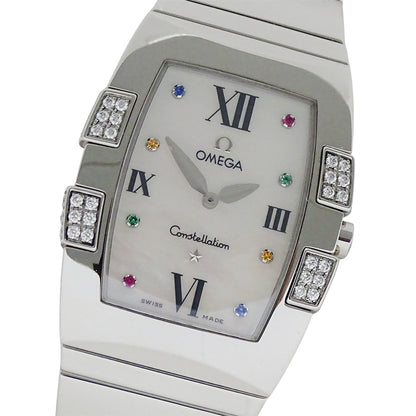 OMEGA オメガ コンステレーション クアドレラ 1586.79 ボーイズ 腕時計 クオーツ QZ ステンレス ダイヤモンド カラーストーン シェル 磨き済み 【中古】