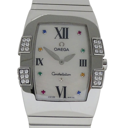 OMEGA オメガ コンステレーション クアドレラ 1586.79 ボーイズ 腕時計 クオーツ QZ ステンレス ダイヤモンド カラーストーン シェル 磨き済み 【中古】