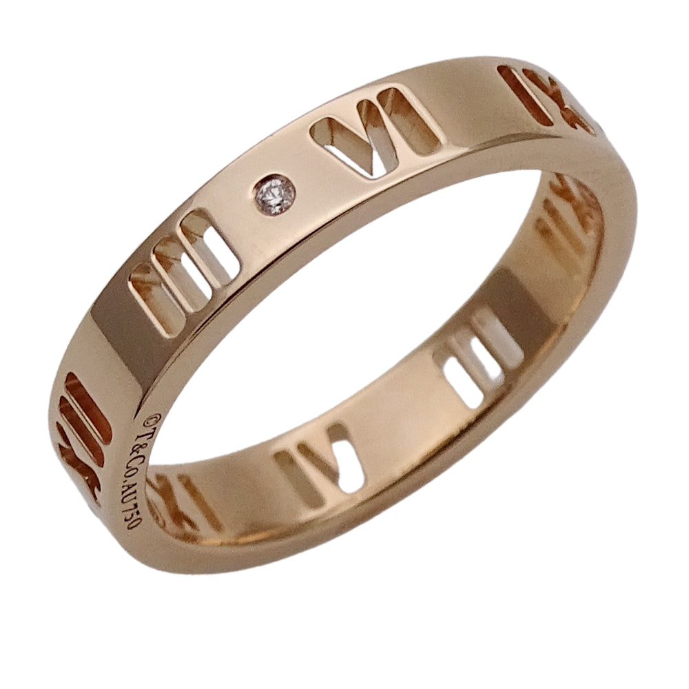 TIFFANY&Co. ティファニー アトラス ピアスド リング 指輪 750PG ピンクゴールド ダイヤモンド 約10号 レディース 磨き済み 【中古】