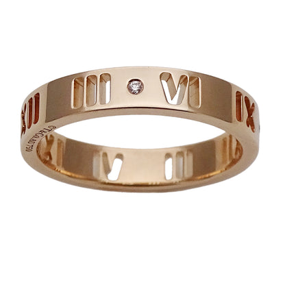 TIFFANY&Co. ティファニー アトラス ピアスド リング 指輪 750PG ピンクゴールド ダイヤモンド 約10号 レディース 磨き済み 【中古】