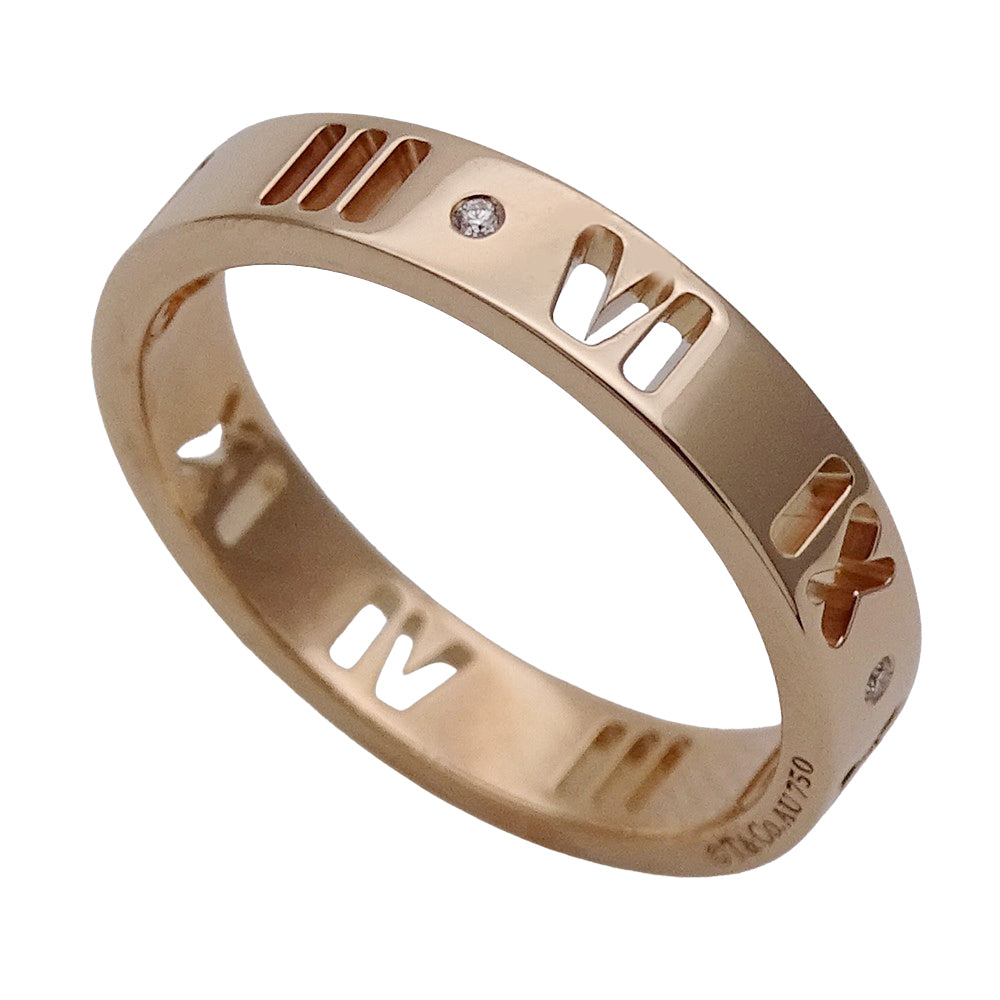 TIFFANY&Co. ティファニー アトラス ピアスド リング 指輪 750PG ピンクゴールド ダイヤモンド 約10号 レディース 磨き済み 【中古】